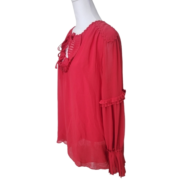 Nwt Max Studio London Red Seraphine Boho Blouse XL - Picture 3 of 7